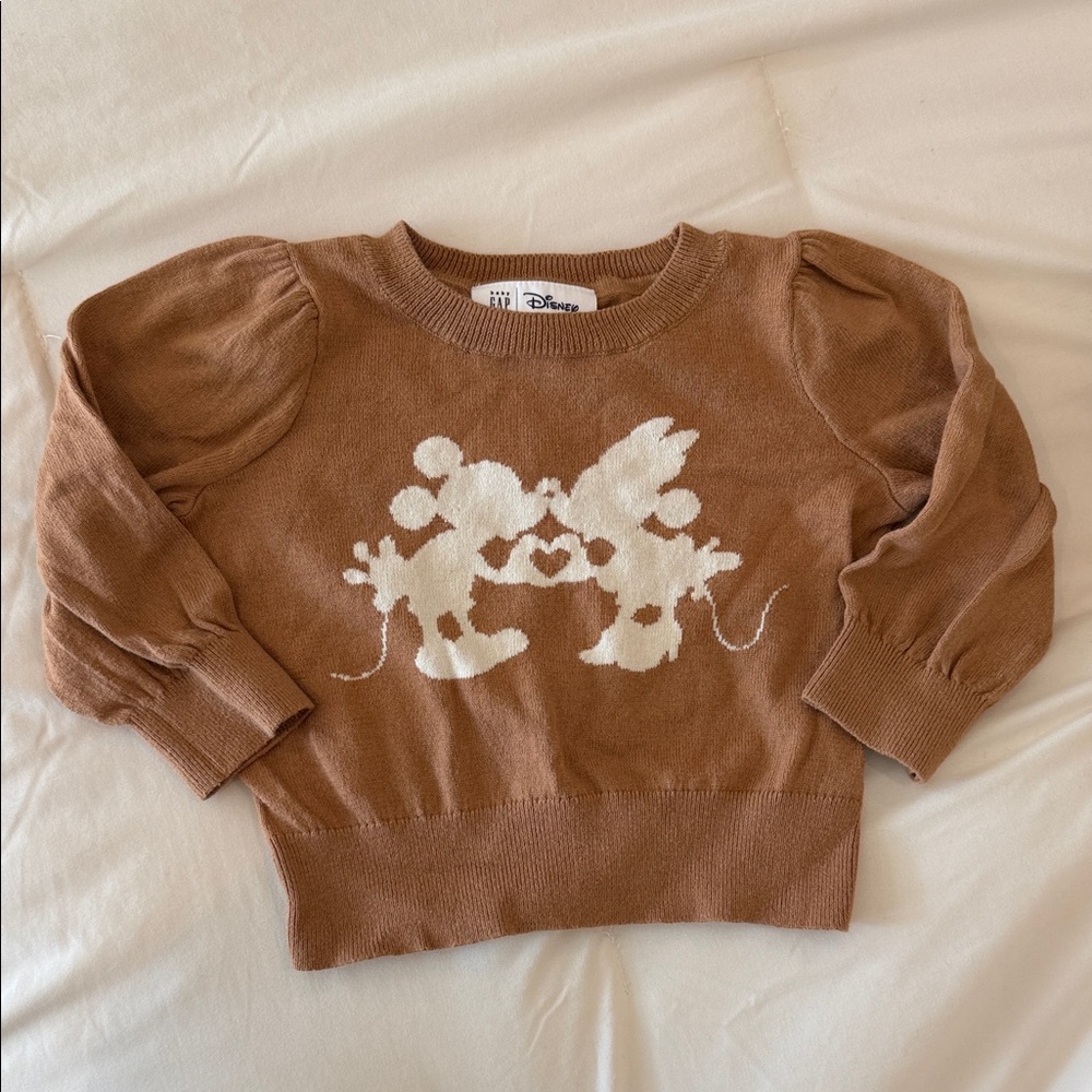 GAP Brown Sweater with White Mickey & Minnie Silhouettes